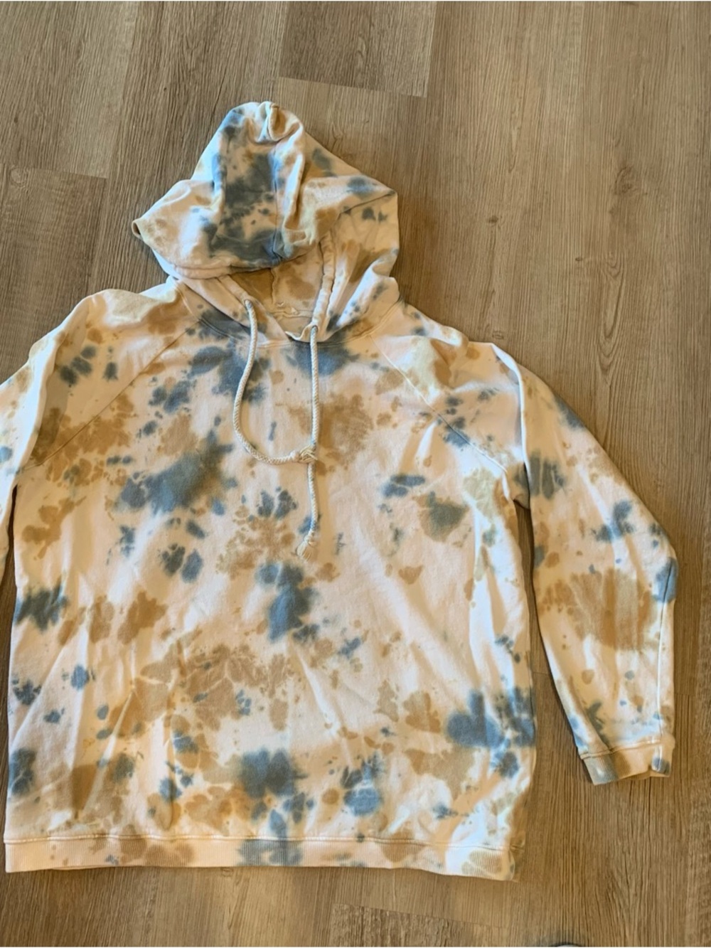 Easel LA Tie-Dye Hooded Sweatshirt in Blue & Tan
